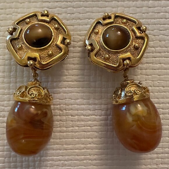 Vintage Patrice Unsigned Drop Earrings - Picture 1 of 3